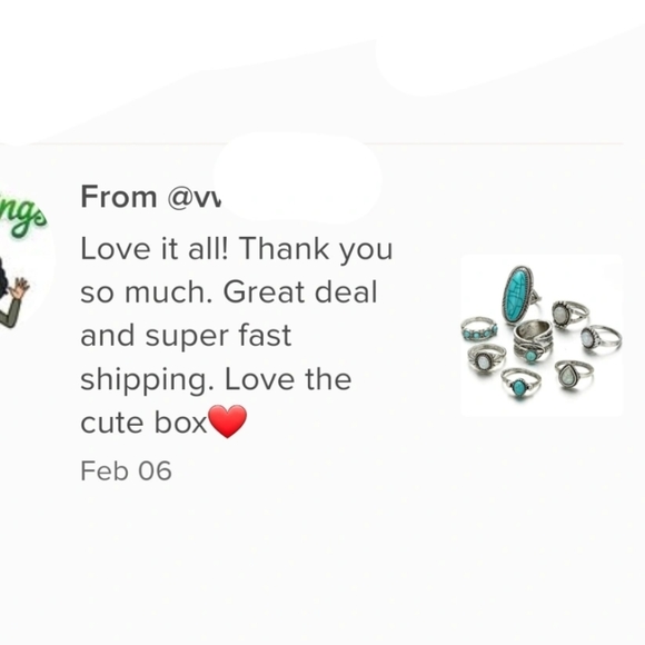 Geometric Ethnic Style Alloy Sausage Turquoise Women Rings 8 Pieces - Picture 7 of 8